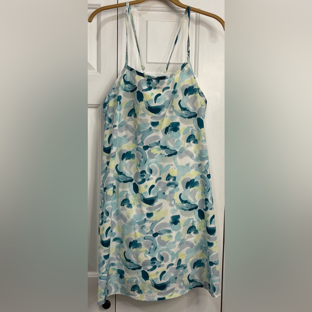 Zelos Sleeveless Active Aqua Camo Lined, Adjustable Strap Dress XL Built In Bra